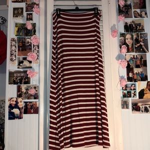 Red Striped Maxi Skirt